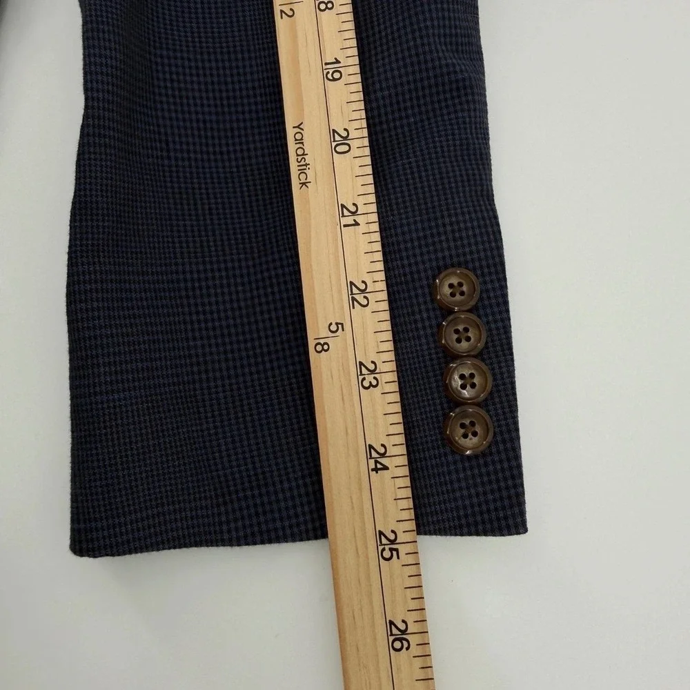 J.Crew Ludlow Blazer Mens 38R (M) Slim Fit Cotton Linen Blue Micro-Check